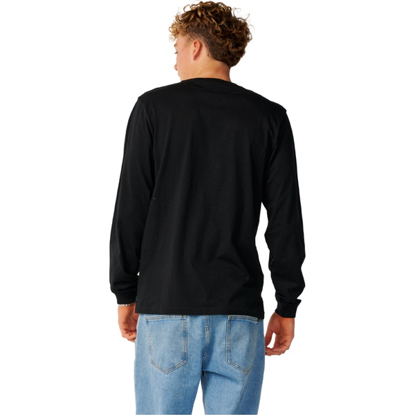 2026 Rip Curl Mens Streamline Badge Long Sleeve T-Shirt 13UMTE - Black